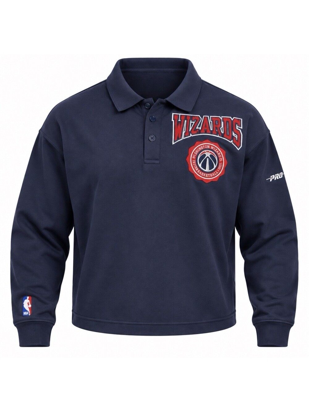 Pro Standard Washington Wizards Women’s XL Cropped Long Sleeve Polo Navy NWT